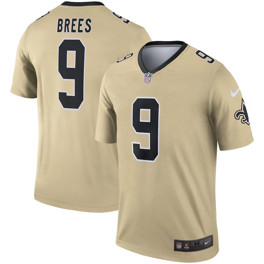 Men New Orleans Saints #9 Drew Brees Nike Gold Inverted Legend NFL Jersey->new orleans saints->NFL Jersey